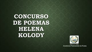 Concurso de Poemas Helena Kolody [upl. by Nairrod]