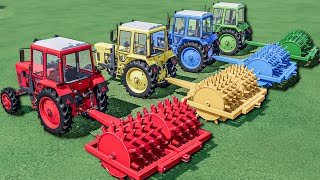 Work OF Colors  CULTIVATING WORK with GIANT ROLLER with Mini Tractors  Farming Simulator 22 [upl. by Zelle441]