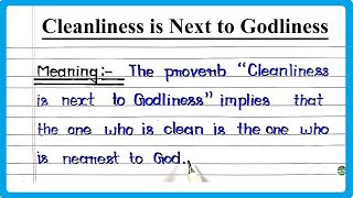 Cleanliness is Next to Godliness meaning in English  Cleanliness is Next to Godliness [upl. by Conroy]