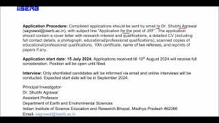 Job in IISER Bhopal Job in Bhopal JRF job in IISER Bhopal bhopal iiser science jobs [upl. by Acirfa]