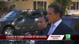 4 hurt in stabbing outside high school in LA County [upl. by Olsewski436]