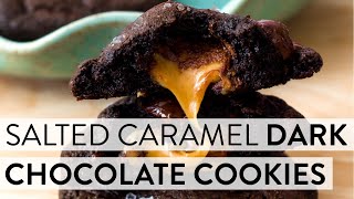 Salted Caramel Dark Chocolate Cookies  Sallys Baking Recipes [upl. by Anis179]