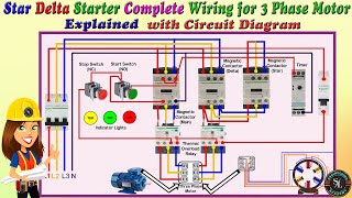 StarDelta Starter Complete Wiring for 3 Phase Motor  StarDelta Control Connection  Explained [upl. by Lseil98]