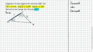 Sinussatz  Zwei Winkel und eine Seite Innenwinkelsumme 10I3  10II6 [upl. by Eldridge]