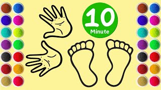 Special 10 Minute  Coloring Hands and Soles of the Feet Using Colored Sand  Sand Painting [upl. by Aleina]