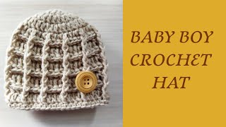 Waffle Stitch Crochet Baby Hat 03 Months  Easy Crochet Hat Pattern [upl. by Gale521]