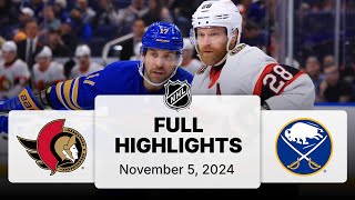 NHL Highlights  Senators vs Sabres  November 05 2024 [upl. by Niuqram644]