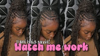 WATCH ME WORK FULANI BRAIDS TUTORIAL [upl. by Swanhildas]