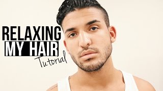 RELAXING MY HAIR  HAIR TUTORIAL FOR MEN  DemTheCeleb [upl. by Ahsema]