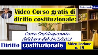 Diritto Costituzionale  video lezione n 15 Le procedure della Corte Costituzionale DEL 24522 [upl. by Abla]