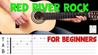 RED RIVER ROCK  Easy guitar melody lesson for BEGINNERS with tabs  Johnny amp The Hurricanes [upl. by Pauletta]