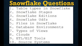 Snowflake Interview Questions and Answers for Experienced  Snowflake Interview Preparation [upl. by Annaujat]