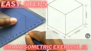 How to draw an Isometric Projection  Isometric Square  Exercise 1 [upl. by Kinson]