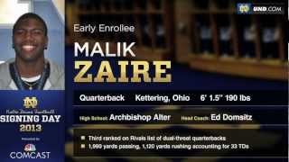 Malik Zaire  Notre Dame Football 2013 Signee [upl. by Keyek]