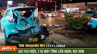 Tai nạn liên hoàn giữa 4 ô tô và xe máy khiến 1 người bị thương  Tin nhanh 9h ngày 1711  ANTV [upl. by Adnohsed]