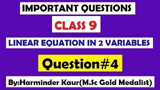 IMPORTANT QUESTIONS FOR EXAMS CLASS 9 LIN EQNS 2 VARIABLES Q4 [upl. by Eecram409]