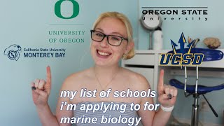 my lists of schools im applying to for marine biology [upl. by Naloj]