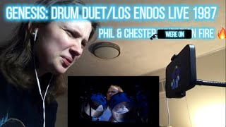 Genesis Drum DuetLos Endos live 1987 REACTION • Phil amp Chester were on Fire 🔥 [upl. by Garek23]