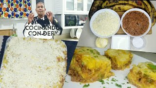 COMO HACER PASTELON DE PLATANO MADURO 🍌 PASTELON DE PLATANO Y CARNE MOLIDA [upl. by Eronaele692]