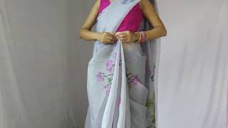 organza saree draping  how to drape organza saree to loom slim and tall  new way drape your saree [upl. by Dannie76]