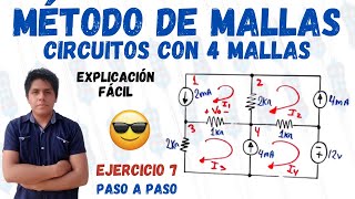 CIRCUITOS ELECTRICOS CON 4 MALLAS ⚠️ MÉTODO DE MALLAS ➤ 1 EJERCICIO RESUELTO SUPERMALLAS 😱 [upl. by Queenie]