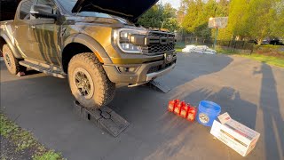 2024 Ford Ranger Raptor first OIL CHANGE 30L Twin Turbo 1300 miles [upl. by Haya149]