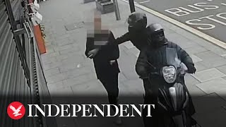 London moped thieves steal phones from hands of lone unsuspecting commuters [upl. by Dionis884]