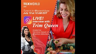 Touring the Trim Queen Studio  interview by Texworld USA Ambassador Veronica Apsan of Fashion TB [upl. by Swen]