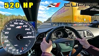 520HP SEAT LEON CUPRA 300kmh on AUTOBAHN NO SPEED LIMIT [upl. by Gypsy63]