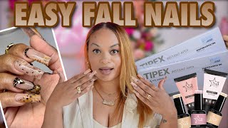 Trying NEW Square Tipex Instant Apex Nail Tips  BROWN FALL NAILS  Nail Reserve UNBOXING [upl. by Lemire]