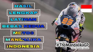 HASIL LENGKAP LATIHAN BEBAS KEDUA MOTO3 MANDALIKA INDONESIA [upl. by Gomez]