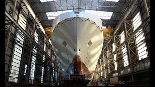 4K  Impressive Big Indoor Ship Launch  LIEKUT Launching at FSG Shipyard Flensburg [upl. by Sissel86]