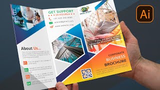 Create Print Ready Tri Fold Brochure Design in Illustrator  Graphic Design [upl. by Derna]