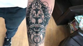 Lion  Tattoo time lapse Design by Otheser [upl. by Aedrahs]