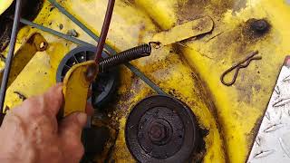 John Deere STX38 yellow deck transmission removal part 35 [upl. by Adnohryt]