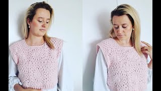 Sweter na szydełku z kwadratów babuni cześć 22 Crochet sueter for woman part 22 [upl. by Atinaujnas]