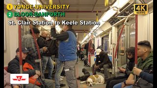 TTC POV Walk St Clair Station to Keele Station Via BloorYonge Station【4K】 [upl. by Crary76]