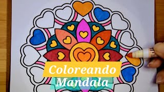 Coloreando me RelajoMandala de CorazonesAquieta tu mente al Colorear Coloring time Mandala Heart♡ [upl. by Bronny]