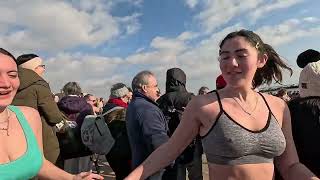 Coney Island beach walk Polar Bear Plunge 2024 [upl. by Ydroj536]