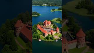 Castillo de Trakai a vista de pájaro Vídeo desde un dron en 4k [upl. by Peterus259]