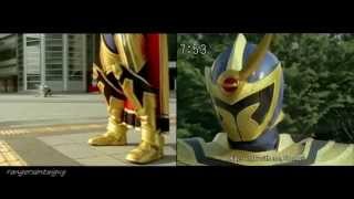 Power Rangers Mystic Force Solaris Knight First Appearance Split Screen PR and Sentai version [upl. by Trebuh]