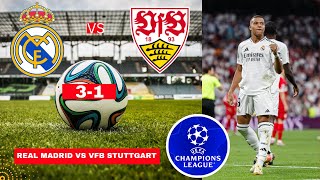 Real Madrid vs VfB Stuttgart 31 Live Champions League Football UCL Match Score Highlights Vivo [upl. by Ellicul]