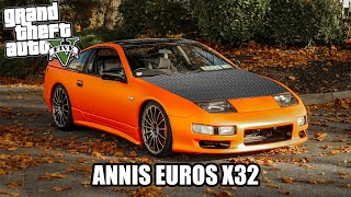 GTA ONLINE CUSTOM DE LA ANNIS EUROS X32 NISSAN 300ZX Z32 DU DLC BOTTOM DOLLAR  Mrjksaw [upl. by Twedy243]