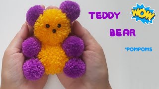 How To Make a Pom Pom Teddy Bear 🐻 Woolen Teddy Bear Making at Home 🐻 [upl. by Onairelav]