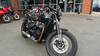 Triumph Bonneville Bobber TFC Black walkaround with engine sound for sale [upl. by Entruoc]