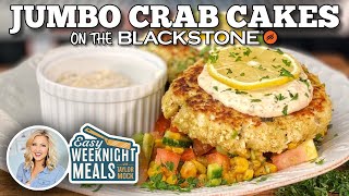 Easy Weeknight Meals Jumbo Crab Cakes  Blackstone Griddles [upl. by Irvin]