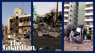 Sudan unrest footage shows scale of destruction in Khartoum [upl. by Braeunig]