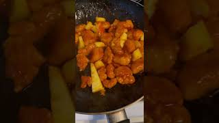 Putting the veggies into the orange chicken [upl. by Atenahs]