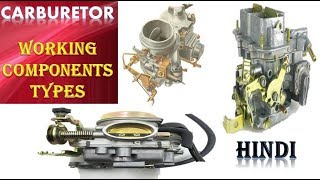 CARBURETOR  WORKING  COMPONENTS  TYPES in HINDI [upl. by Scharaga]