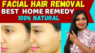 Remove FACIAL HAIR At Home  NO WAX NO Gelatin  BEST NATURAL Home Remedy  FACE MASK  Skincare [upl. by Ddet503]